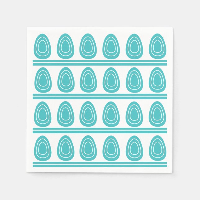 Servilleta De Papel Modern Blue Happy Easter Eggs Fiesta (Anverso)