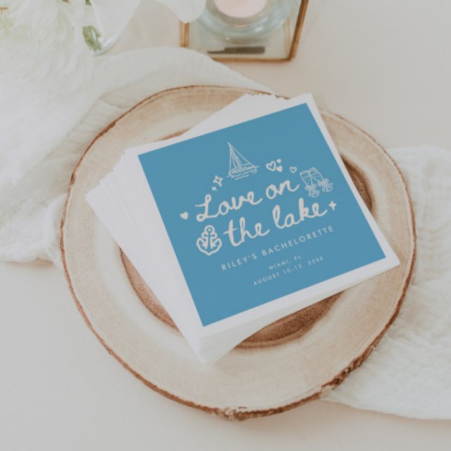 Servilleta De Papel Modern Blue Script Lake Bachelorette Weekend (Subido por el creador)