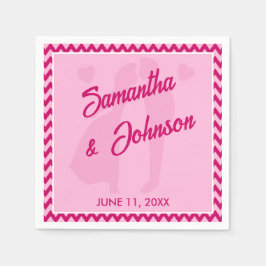 Servilleta De Papel Modern Blush Pink Chevron Stripe Wedding