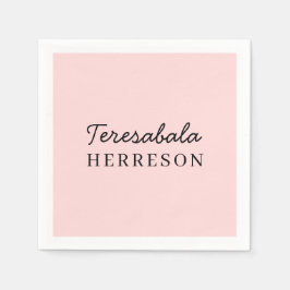 Servilleta De Papel Modern Blush Pink Monogram Design
