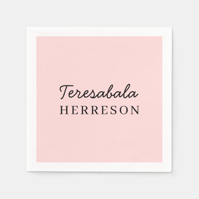 Servilleta De Papel Modern Blush Pink Monogram Design (Anverso)