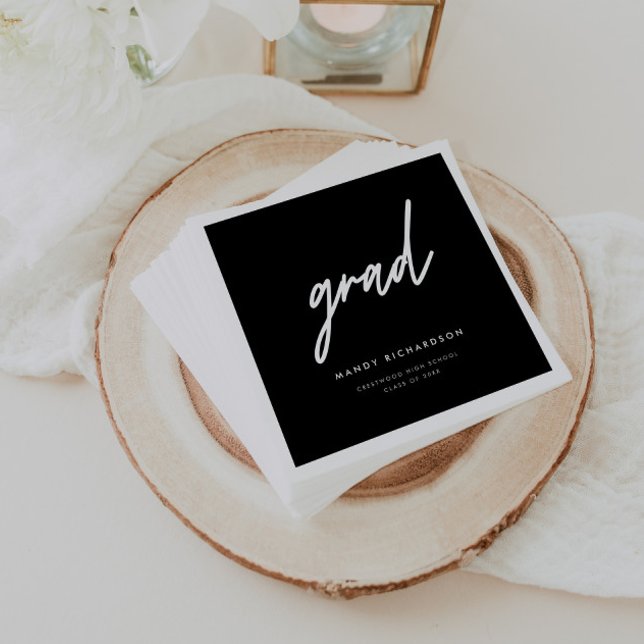 Servilleta De Papel Modern Bold Black Script Custom Graduation Party (Subido por el creador)
