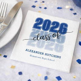 Servilleta De Papel Modern Bold Class 2026 Navy Blue Graduation Party