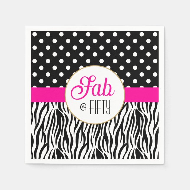 Servilleta De Papel Modern Bold Fifty & Fabulous 50th Birthday (Anverso)