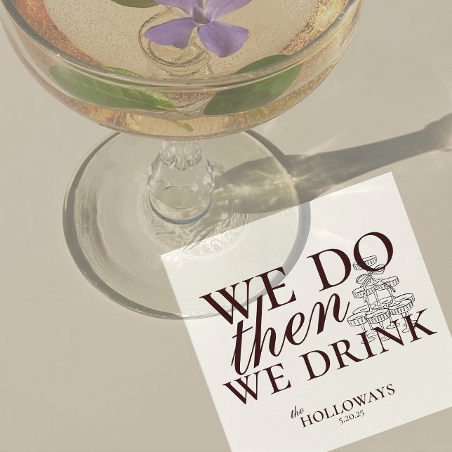 Servilleta De Papel Modern Brown Personalized Cocktail Hour Boda (Modern Elegant Mousse Brown Wedding Suite Theme with options to personalize for your special day.)