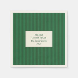 Servilleta De Papel Modern Christmas Minimal Holiday Green Stripes