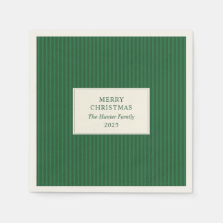 Servilleta De Papel Modern Christmas Minimal Holiday Green Stripes