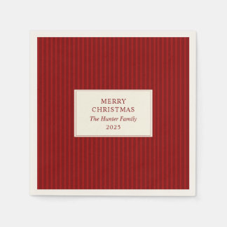 Servilleta De Papel Modern Christmas Minimal Holiday Red Stripes