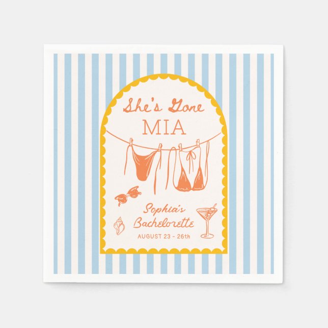 Servilleta De Papel Modern Coastal Bachelorette Party Cocktail Napkins (Anverso)