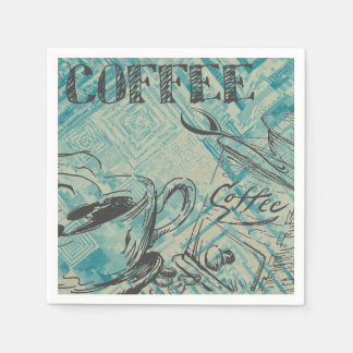 Servilleta De Papel Modern Coffee Art Sketch Blue