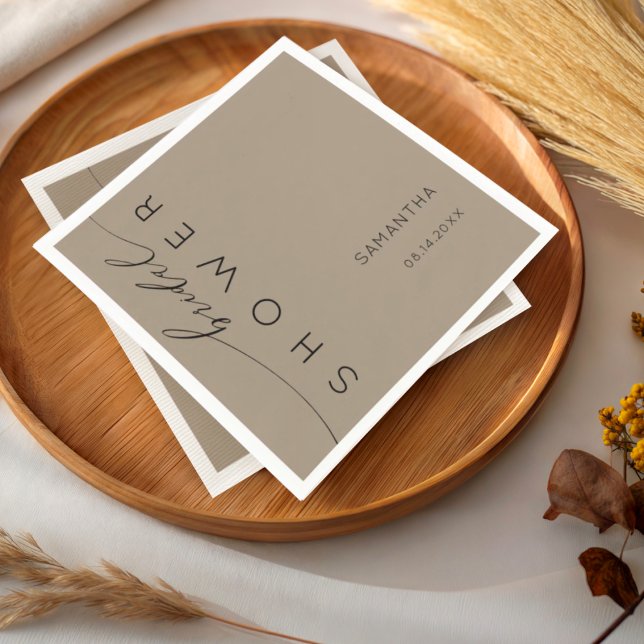 Servilleta De Papel Modern Coffee Beige Bridal Shower (Subido por el creador)