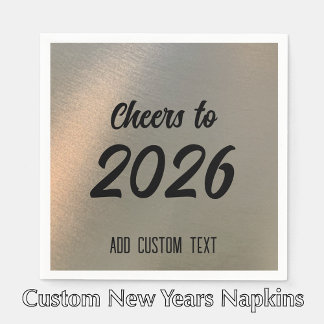 Servilleta De Papel Modern Custom Brushed Metal 2026 New Years Party