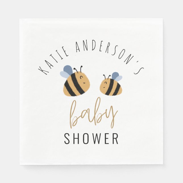 Servilleta De Papel Modern Cute Bumblebee Fiesta de Baby Shower (Anverso)