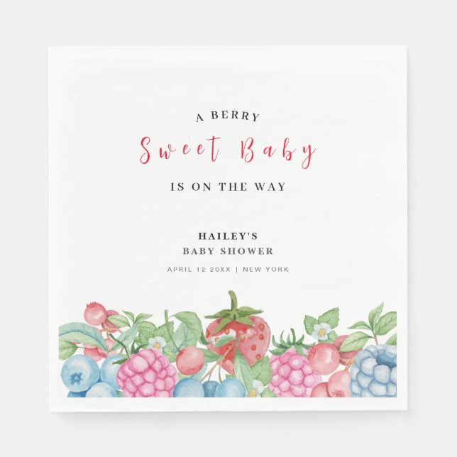 Servilleta De Papel Modern Cute Wild Berry Sweet Baby Shower (Anverso)