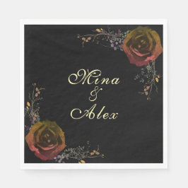 Servilleta De Papel Modern Dark Otumn Rosa Gótico Boda