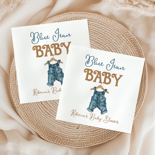 Servilleta De Papel Modern Denim Boy Blue Jean Baby Shower (Subido por el creador)