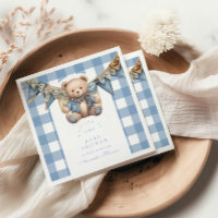 Modern Denim Teddy Bear Baby Shower
