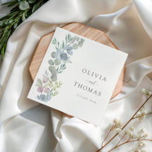 Modern Dusty Blue Floral Floral Wedding