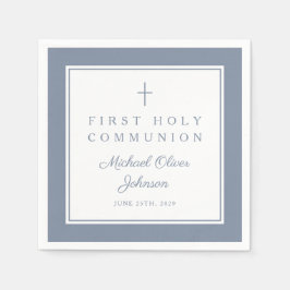 Servilleta De Papel Modern Dusty Blue Religious Boy First Communion