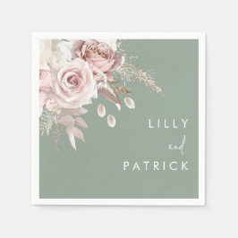 Servilleta De Papel Modern Dusty Rose Blush & Sage Wedding