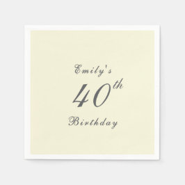Servilleta De Papel Modern Elegant 40th Birthday Party Paper