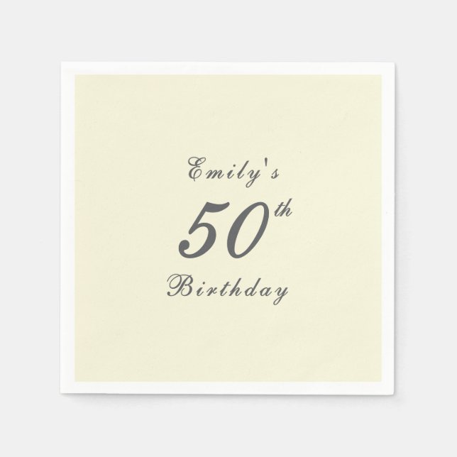 Servilleta De Papel Modern Elegant 50th Birthday Party Paper (Anverso)