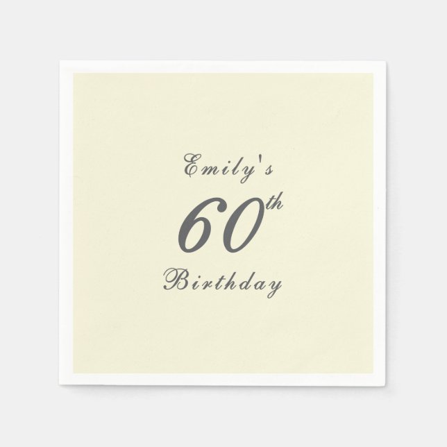 Servilleta De Papel Modern Elegant 60th Birthday Party Paper (Anverso)