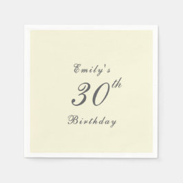 Servilleta De Papel Modern Elegant Cream 30th Birthday Party Paper