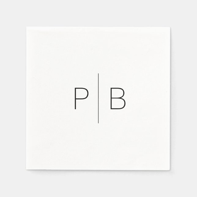 Servilleta De Papel Modern Elegant Monogram Wedding Simple (Anverso)