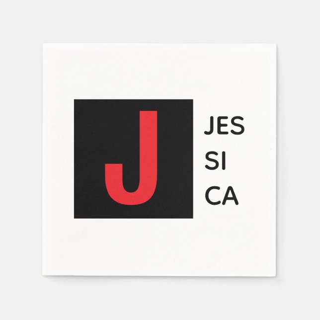 Servilleta De Papel Modern Elegant Plain Professional Name Monogram (Anverso)