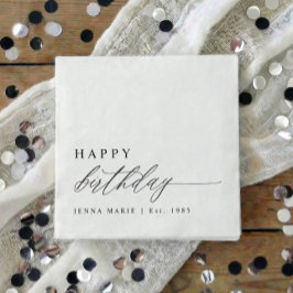 Servilleta De Papel Modern Elegant Simple Happy Birthday Script