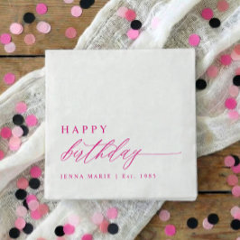 Servilleta De Papel Modern Elegant Simple Pink Happy Birthday