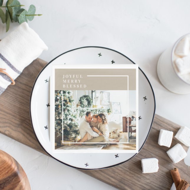 Servilleta De Papel Modern Family Photo | Joyful Merry Blessed  (Subido por el creador)
