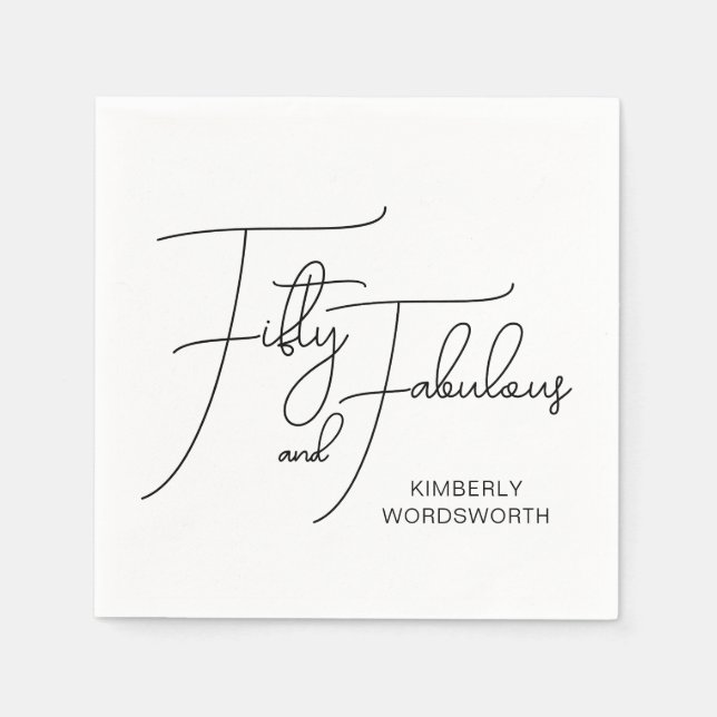 Servilleta De Papel Modern Fifty and Fabulous 50th Birthday Party (Anverso)