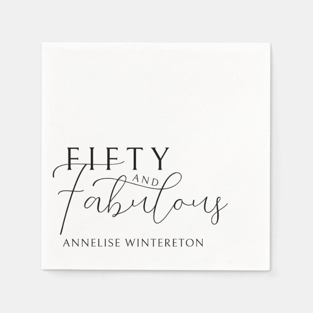 Servilleta De Papel Modern Fifty and Fabulous 50th Birthday Party (Anverso)