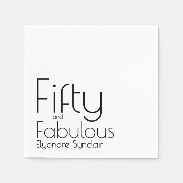 Servilleta De Papel Modern Fifty and Fabulous Bold 50th Birthday Party (Anverso)