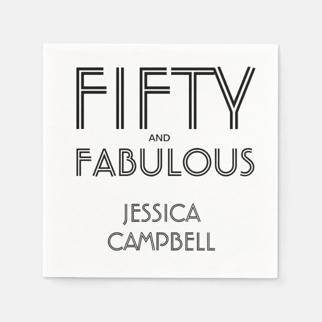 Servilleta De Papel Modern Fifty and Fabulous Bold 50th Birthday Party (Anverso)