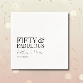 Servilleta De Papel Modern Fifty and Fabulous Bold 50th Birthday Party