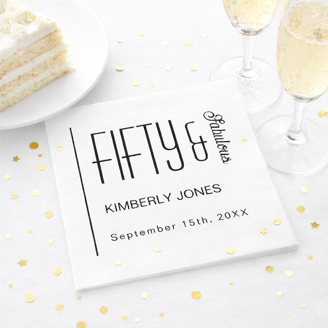 Servilleta De Papel Modern Fifty and Fabulous Bold 50th Birthday Party (Subido por el creador)