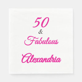 Servilleta De Papel Modern Fifty &Fabulous Bold 50th Birthday Napkin