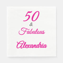 Servilleta De Papel Modern Fifty &Fabulous Bold 50th Birthday Napkin