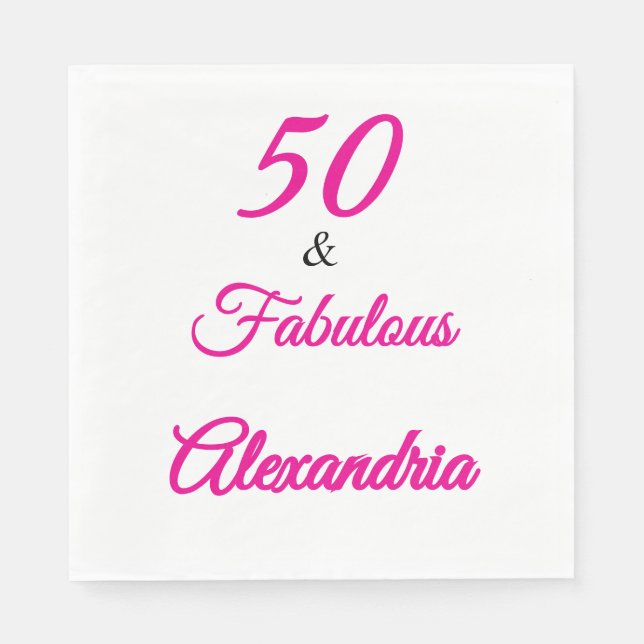 Servilleta De Papel Modern Fifty &Fabulous Bold 50th Birthday Napkin (Anverso)