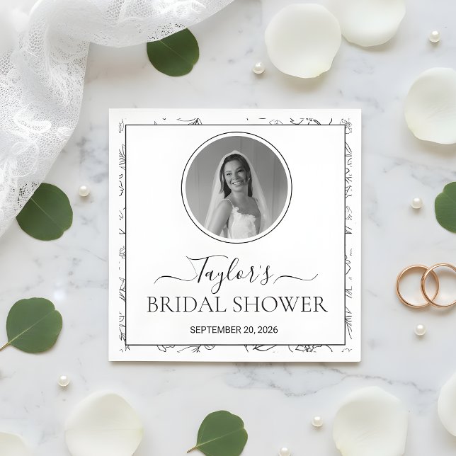 Servilleta De Papel Modern Floral Bridal Shower Custom Photo Napkins (Subido por el creador)