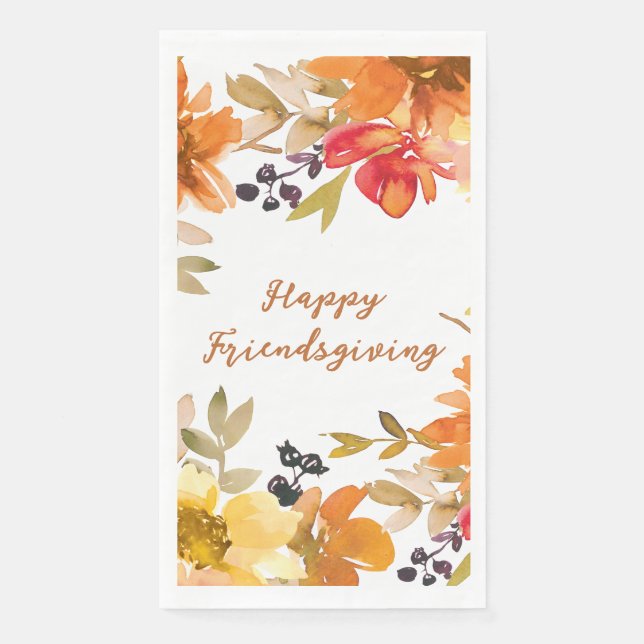 Servilleta De Papel Modern Floral Friendsgiving  (Anverso)