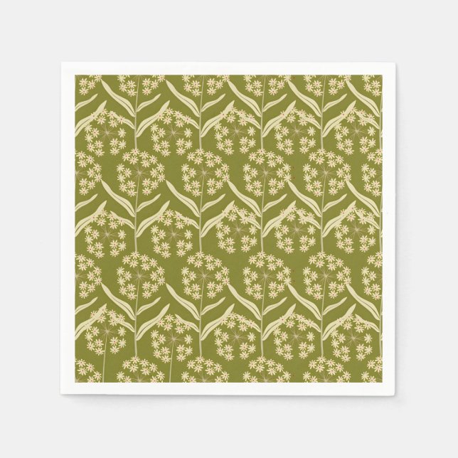 Servilleta De Papel Modern Floral Pattern: White Umbel Flowers (Anverso)