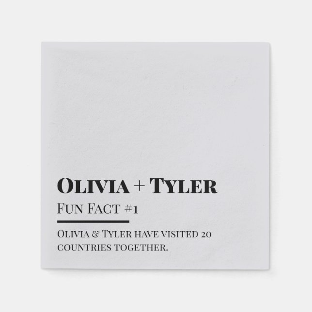 Servilleta De Papel Modern Fun Fact Wedding Recepcion Cocktail Napkin (Anverso)