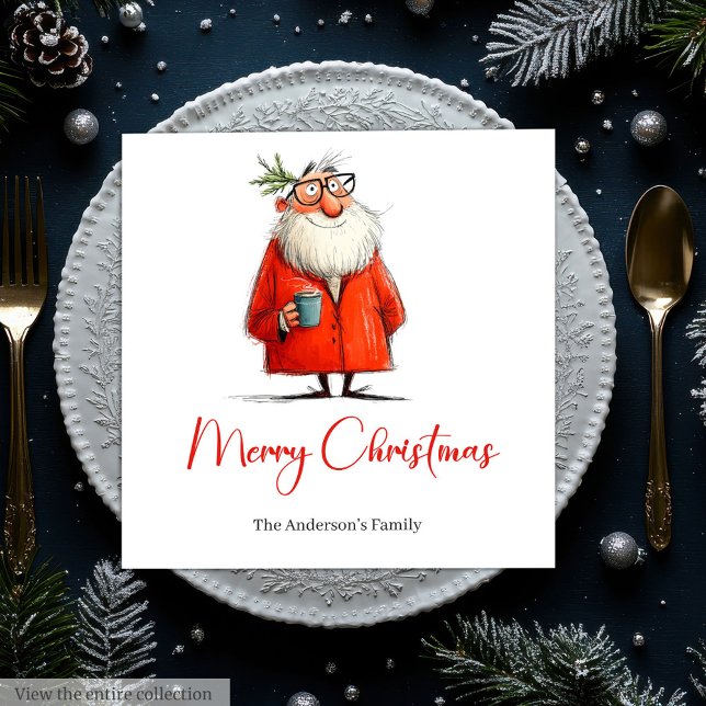 Servilleta De Papel Modern Funny Santa Claus Christmas Dinner Napkins (Modern Funny Santa Claus Christmas Dinner Napkins)