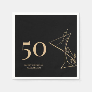 Servilleta De Papel Modern Gold 50th Birthday Cocktail Napkins