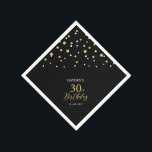 Servilleta De Papel Modern Gold & Black 30th Birthday Fiesta Napkins<br><div class="desc">Esta servilleta de papel personalizada le agregará detalles elegantes a su día especial. Este diseño presenta confeti de hexágono negro y oro moderno con texto personalizado. Perfecto para un fiesta de 30 años con una temática moderna de oro. En mi tienda BaraBomDesign hay disponibles invitaciones y suministros para fiestas coincidentes....</div>