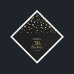 Servilleta De Papel Modern Gold & Black 30th Birthday Fiesta Napkins<br><div class="desc">Esta servilleta de papel personalizada le agregará detalles elegantes a su día especial. Este diseño presenta confeti de hexágono negro y oro moderno con texto personalizado. Perfecto para un fiesta de 30 años con una temática moderna de oro. En mi tienda BaraBomDesign hay disponibles invitaciones y suministros para fiestas coincidentes....</div>